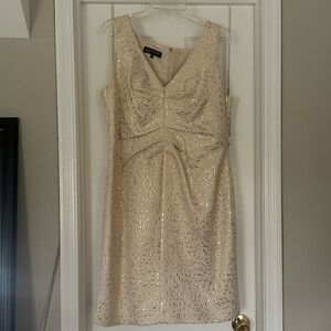 Jones New York Cream with Gold Mini Dress